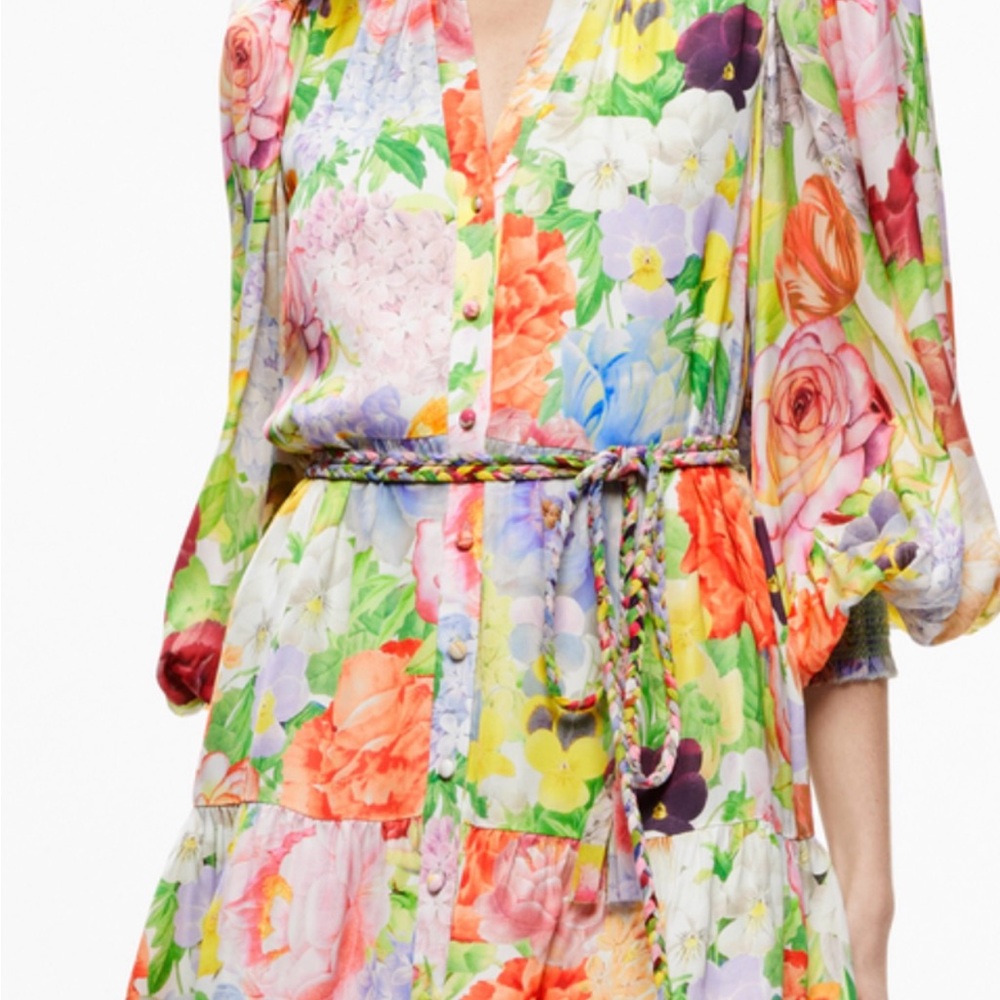 Alice + Olivia Vibrant Floral Long Sleeve Dress